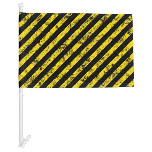 Black Yellow Grunge Caution Tape Stripes Pattern Car Flag