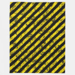Black Yellow Grunge Caution Tape Stripes Pattern Fleece Blanket