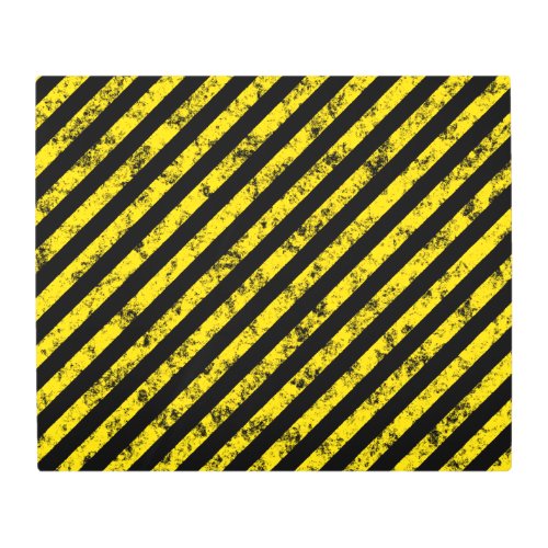 Black Yellow Grunge Caution Tape Stripes Pattern Metal Print