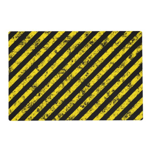 Black Yellow Grunge Caution Tape Stripes Pattern Placemat