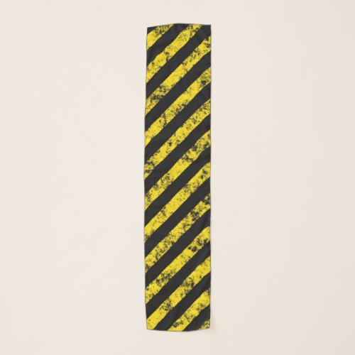 Black Yellow Grunge Caution Tape Stripes Pattern Scarf