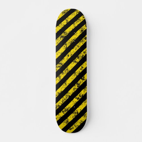 Black Yellow Grunge Caution Tape Stripes Pattern Skateboard