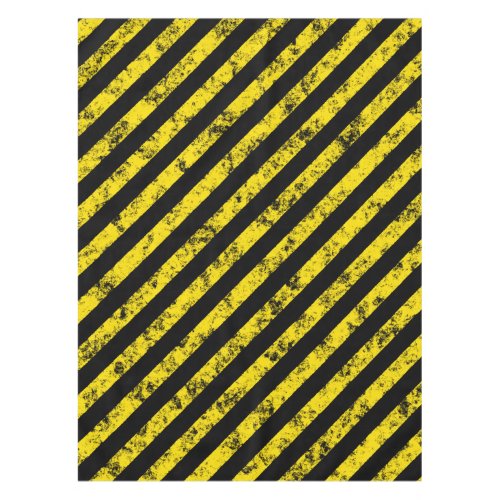 Black Yellow Grunge Caution Tape Stripes Pattern Tablecloth