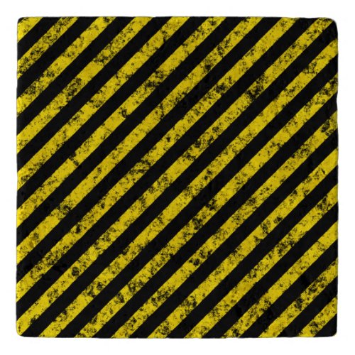 Black Yellow Grunge Caution Tape Stripes Pattern Trivet