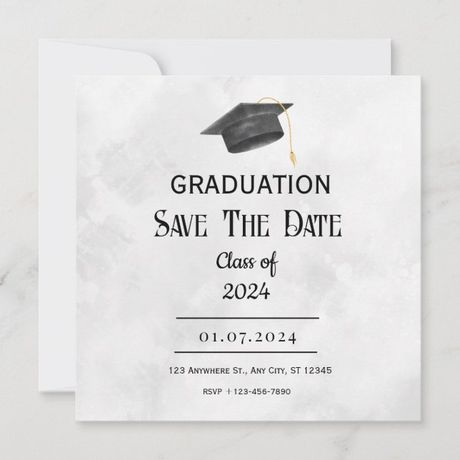 Black Yellow Grunge Graduation Invitation (Front)