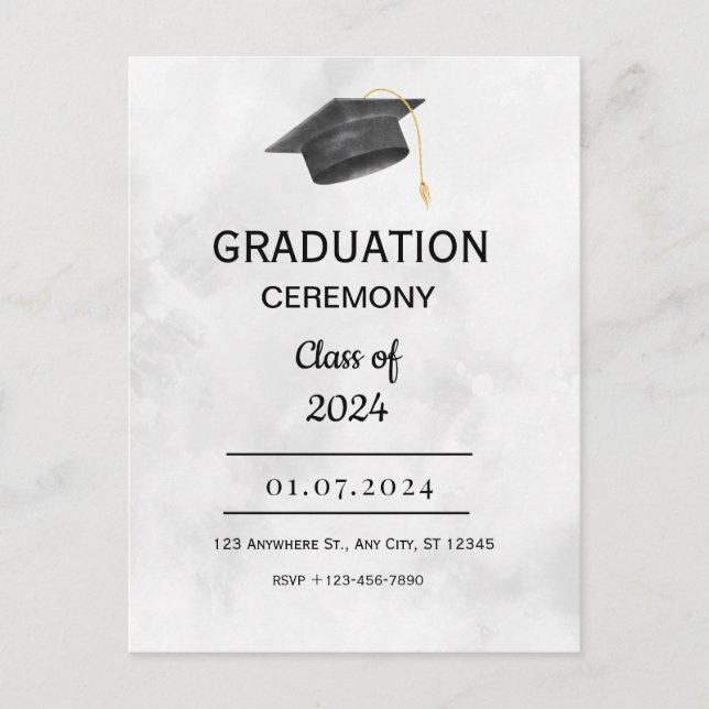 Black Yellow Grunge Graduation Postcard (Front)