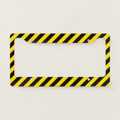 Black  Yellow Hazard Striped License Plate Frame