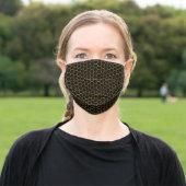 Black & Yellow Hexagon Honeycomb Pattern Geometric Adult Cloth Face Mask (Outside)