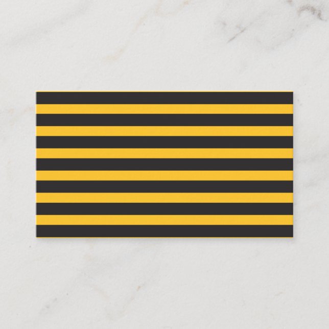 Black Yellow Horizontal Lines Geometric Bee Animal Business Card (Front)