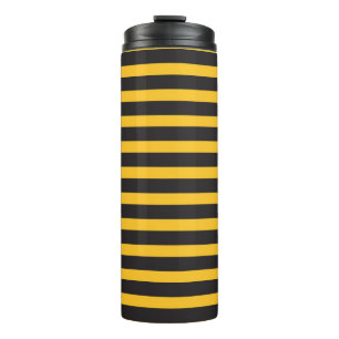Black Yellow Horizontal Lines Geometric Bee Animal Thermal Tumbler