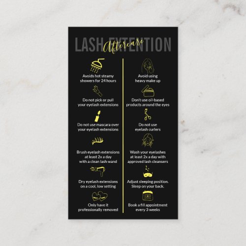 Black Yellow Icon Makeup Lash Extension Business Card