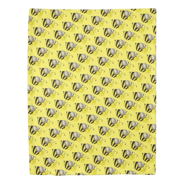 Black Yellow Insect Bumble Bee Bumblebee Honeybee Duvet Cover (Front)