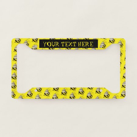 Black Yellow Insect Bumble Bee Bumblebee Honeybee License Plate Frame