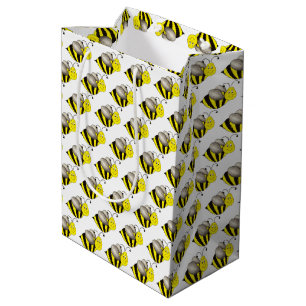 Black Yellow Insect Bumble Bee Bumblebee Honeybee Medium Gift Bag