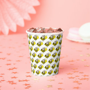 Black Yellow Insect Bumble Bee Bumblebee Honeybee Paper Cups