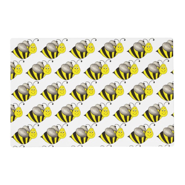 Black Yellow Insect Bumble Bee Bumblebee Honeybee Placemat (Front)