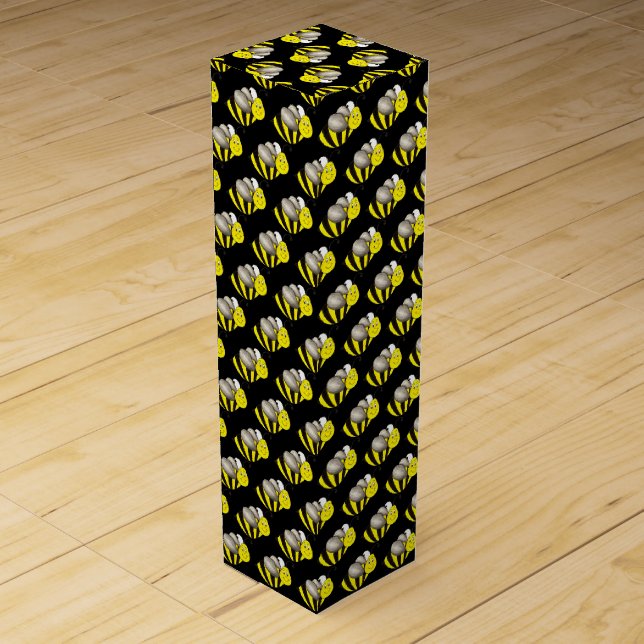 Black Yellow Insect Bumble Bee Bumblebee Honeybee Wine Box (Front)