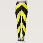 [ Thumbnail: Black & Yellow Lines Pattern Leggings ]