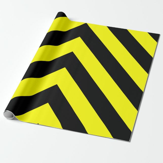 Black & Yellow Lines Pattern Wrapping Paper (Unrolled)