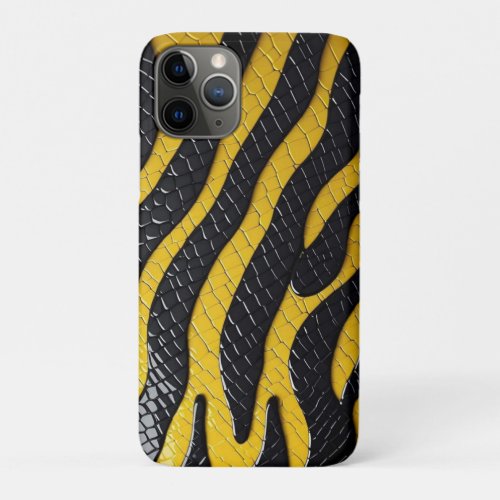 Black & Yellow Luxury Modern Animal skin iPhone 11 Pro Case