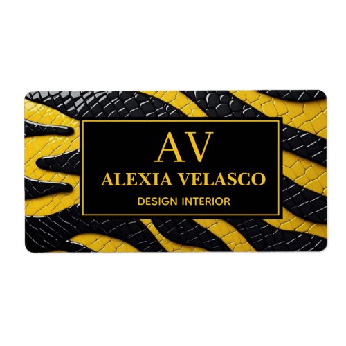 Black & Yellow Luxury Modern Animal skin Label