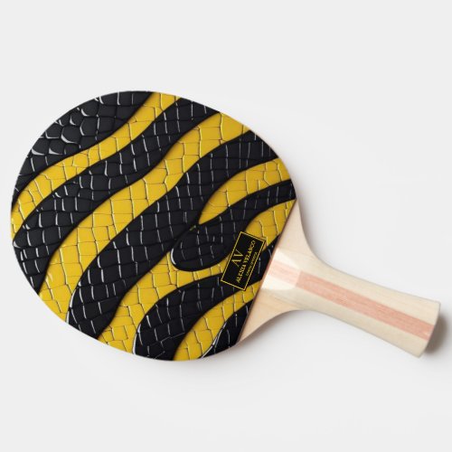 Black & Yellow Luxury Modern Animal skin Ping Pong Paddle