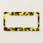 [ Thumbnail: Black & Yellow Misty/Hazy/Cloudy/Foggy Pattern License Plate Frame ]