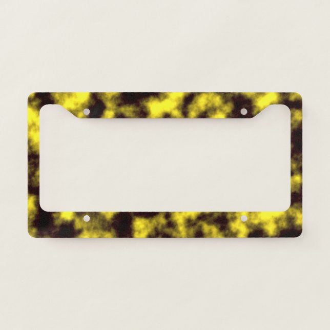 Black & Yellow Misty/Hazy/Cloudy/Foggy Pattern License Plate Frame (Front)