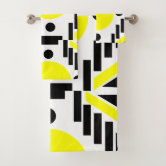 Black & Yellow Geometric Funky Modern Pattern Bath Towel Set, Zazzle