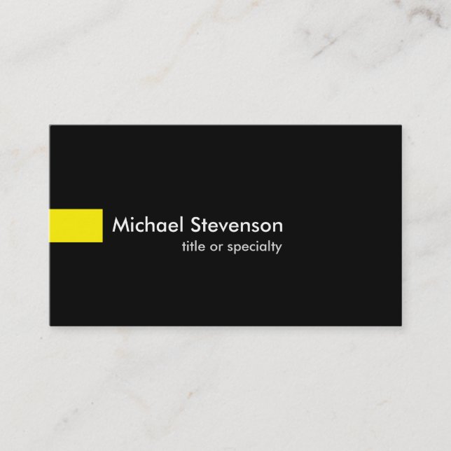 Black Yellow Modern Unique Consultant Business Card (Front)