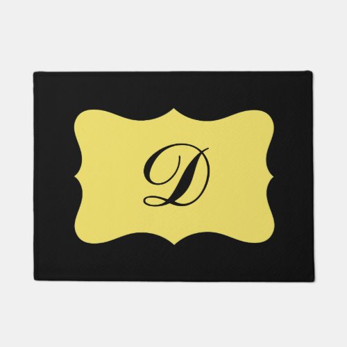 Black Yellow Monogram Initial Custom Doormat