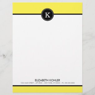 Black & Yellow Monogram Letterhead