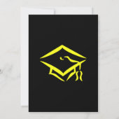 Black Yellow Mortarboard Simple Graduation Party Invitation (Back)