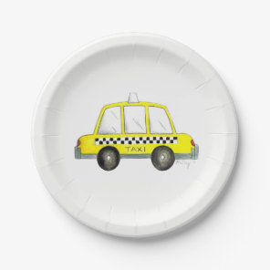 Black Yellow NYC New York City Taxi Cab Car Paper Plates
