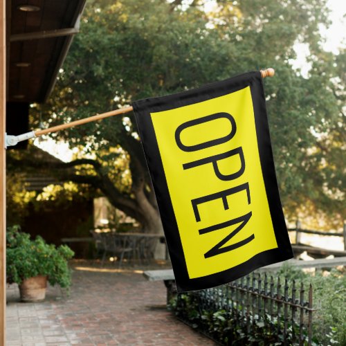 BLACK  YELLOW OPEN SIGN FLAG