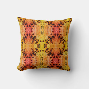 Black, yellow orange fall dragonfly solid back throw pillow