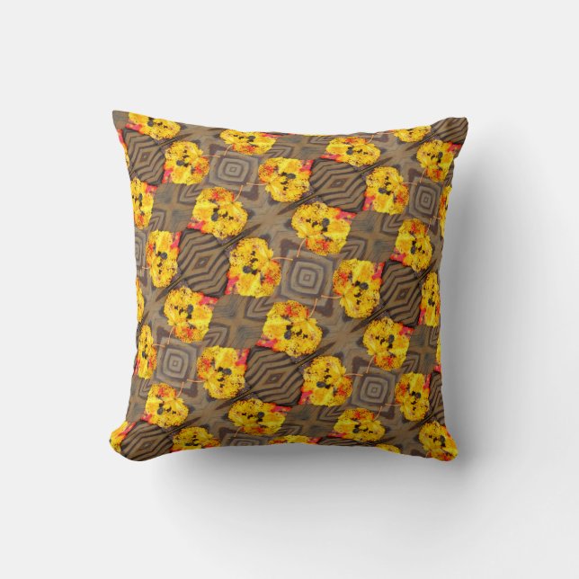 Black, yellow orange fall leaves solid back throw pillow (Front)