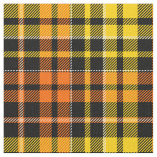 Black Yellow Orange Plaid Tartan Design  Fabric