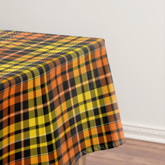 Black Yellow Orange Plaid Tartan Design  Tablecloth (In Situ)