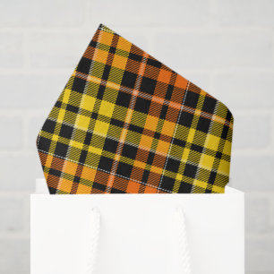 Black Yellow Orange Plaid Tartan Design  Tissue Paper