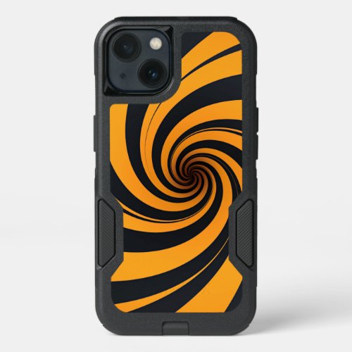Black Yellow Orange Twisted Spirals iPhone 13 Case