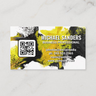 Black Yellow Paint QR Code Business Card