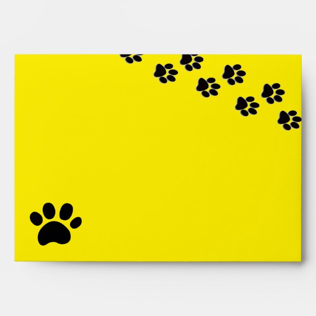 Black/Yellow Paw Print - Envelope (Front)