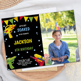 Black Yellow Photo Water Gun Invitations