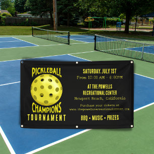 Black Yellow Pickleball Tournament Banner