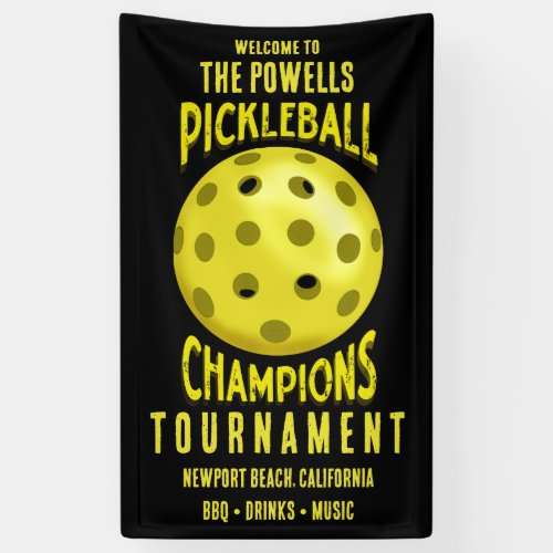 Black Yellow Pickleball Tournament Banner