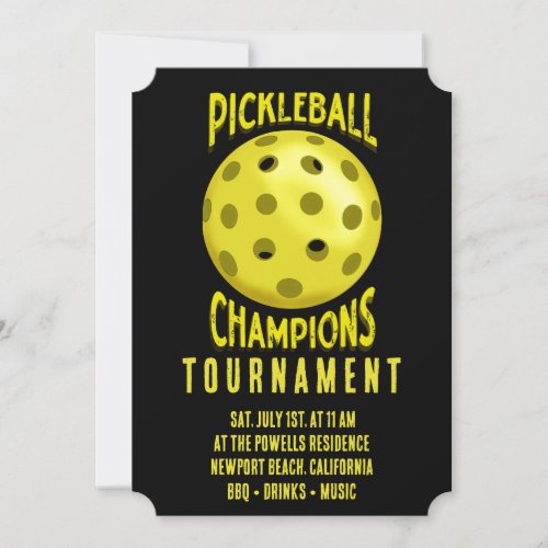 Black Yellow Pickleball Tournament Invitation