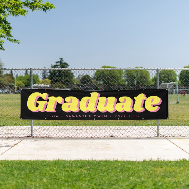 Black Yellow Pink Gold Editable Graduation Sign (Insitu)