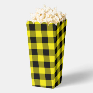 Black Yellow Plaid Check Popcorn Box