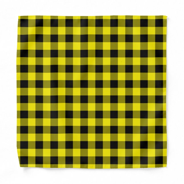 Black & Yellow Plaid Checked Bandana (Front)